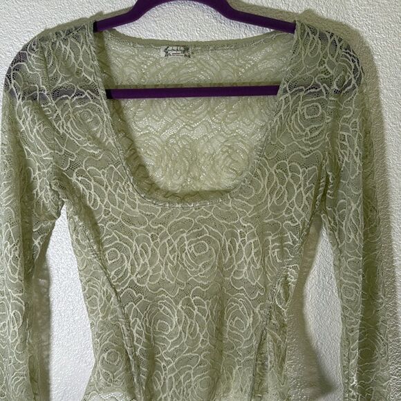NWOT- Free People- in my head sage green sheer lace bodysuit- Size XS - Picture 5 of 11